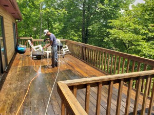 Soft Washing wood Deck