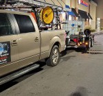 Truck and Trailer at Plaza commercial pressure washing