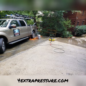 Pressure washing driveway